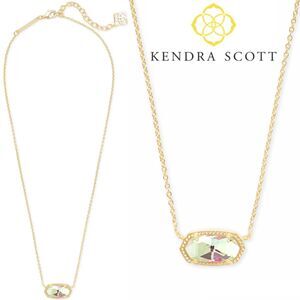 NWOT Kendra Scott Elisa Dichroic Glass 14k Gold Necklace (April Birthstone!)